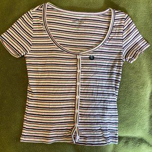 Hollister Cropped Button Down T-Shirt Size XS